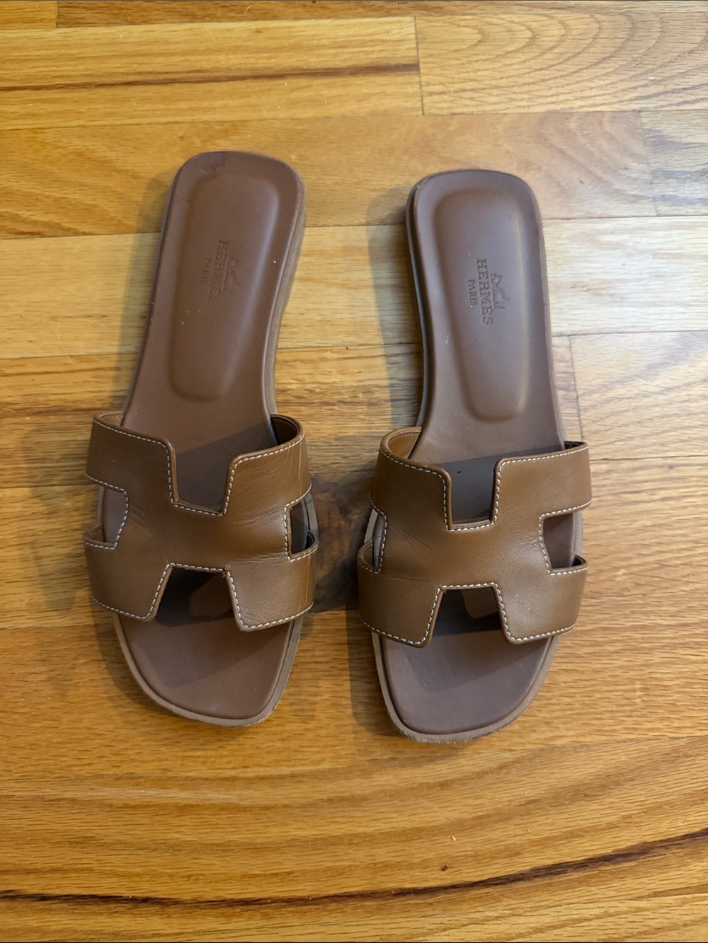 Hermes Brown Leather Oran Sandals